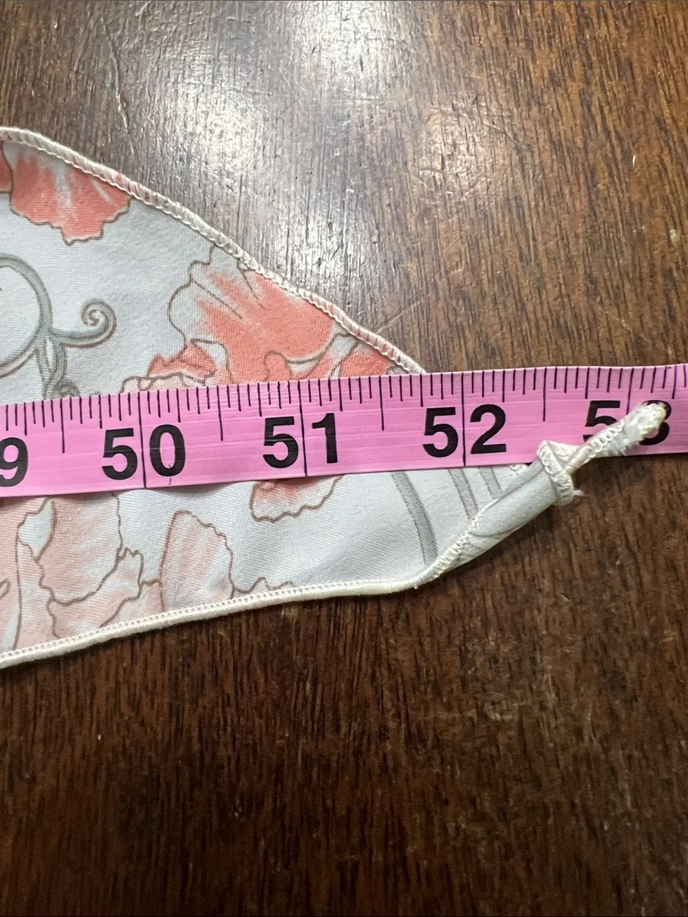 Vintage Floral Faux Silk Scarf in Coral, Gray and Cream